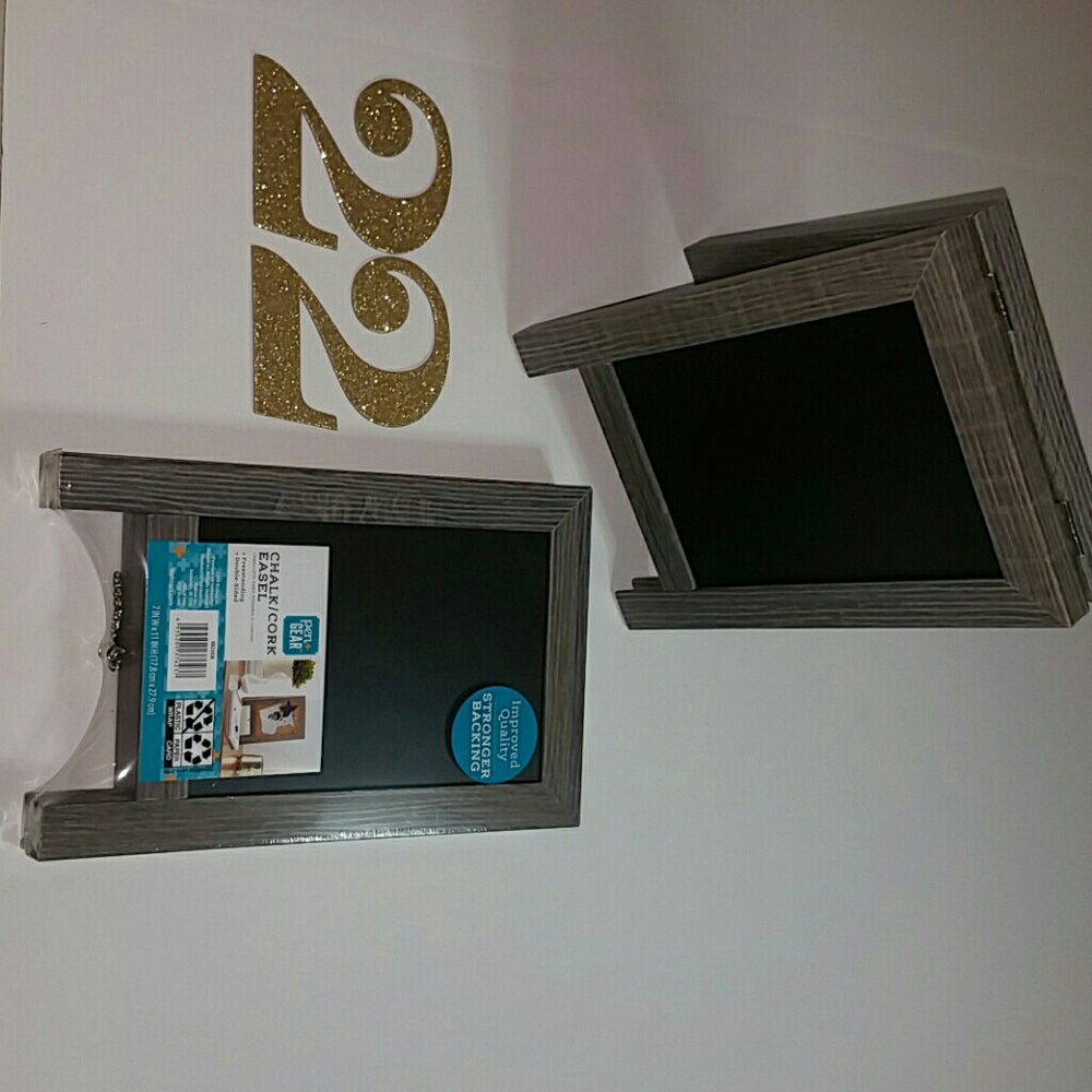 2 Chalk Cork Set of 2 Gray Double-Sided Easels - Picture 6 of 6